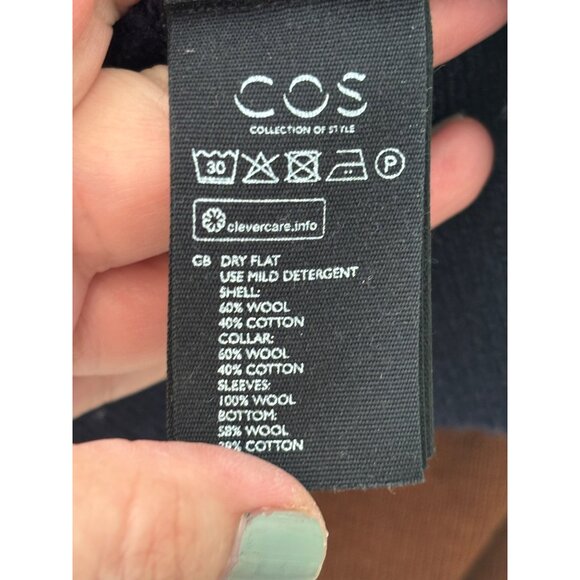 COS Wool Cotton Colorblock Waffle Turtleneck Sweater Navy Blue Rust - Picture 7 of 10